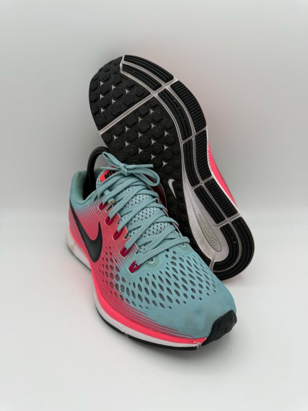 Women's Nike Air Zoom Pegasus 34 Mica Blue Racer Pink Running Sneakers Size 8